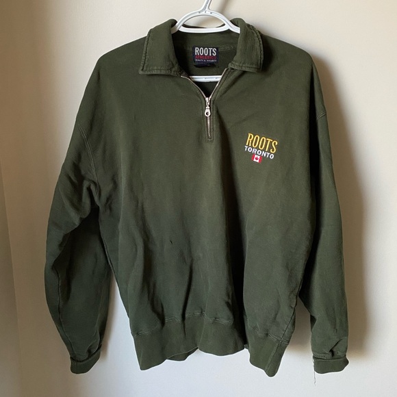 Roots Oversized Forest Green Quarter Zip - Picture 1 of 5